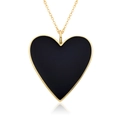 Détail du collier pendentif cœur avec émail noir et chaîne plaquée or 14 carats élégante - Style Noir (E148)