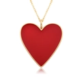 Collier minimaliste avec pendentif cœur en émail rouge et chaîne dorée 14K - Style Rouge (E152)