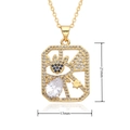 Detail view of gold mermaid pendant with 21mm by 17mm dimensions and blue crystals - Hollow Evil Eye Teardrop Style (E382)