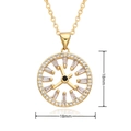 Detalle del colgante de reloj dorado de 18mm con circonitas y esfera de diseño calado - Estilo de Reloj Hueco (E416)