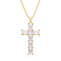 Goldene Kreuzkette mit funkelnden Zirkonia-Steinen im Rechteckschliff auf weißem Grund - Kreuz-Stil (00651-YH Kreuz-Ankerkette)