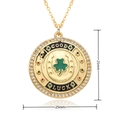 Detalle de colgante de la suerte de 25mm con trébol y herradura e incrustaciones - Estilo Trébol Herradura Buena Suerte (E419)