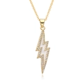 Detail of 18K gold lightning necklace with white enamel and sparkling zircon accents - White Lightning Style (F114)