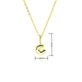 Detail showing gold balloon letter C pendant with zircon inlay and 19mm height dimension - Gold Style C