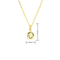Macro view of gold bubble letter D pendant with cubic zirconia stones on thin chain - Gold Style D