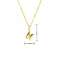 Detail showing dimensions of a 19mm x 10mm golden butterfly pendant with small zircons - Gold Style H