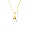 Macro detail of gold letter J balloon pendant with zircon inlay and 19mm size scale - Gold Style J