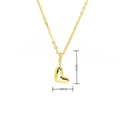 Detailed view of gold 3D heart pendant necklace showing 19mm by 10mm dimensions - Gold Style L