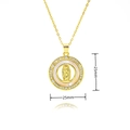 Collier Vierge Marie plaqué or 18k avec nacre blanche et zircons étincelants - Style Rond Vierge Marie en Nacre (K158)