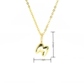 Detail showing dimensions of a 21mm gold puffy M letter pendant with pavé cubic zirconia - Gold Style M