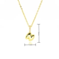 Detailed view of bubble initial M pendant with zircon inlay and 19mm size annotation - Gold Style N
