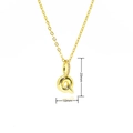 Detail view of 20mm gold letter Q pendant necklace with pink zircon dimensions - Gold Style Q