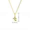 Detail showing the 19mm height of the gold letter t pendant with cubic zirconia inlay - Gold Style T
