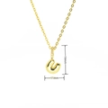 Macro shot of gold letter U balloon pendant with cubic zirconia bail and size dimensions - Gold Style U