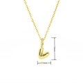Detail of 3D gold bubble letter L pendant showing 19mm size and inlaid zircon stones - Gold Style V