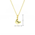 Detailed view of gold puff heart pendant with zircon bail, 17mm size specifications - Gold Style W