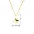 Detail view of gold clover pendant with cubic zirconia inlay and 20mm height dimensions - Gold Style X