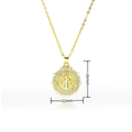 Religious 18k gold plated Saint Benedict medallion necklace with zircon inlay 22mm - Saint Benedict Round Zircon Style (G392)