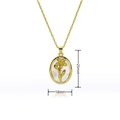 Collier élégant doré avec pendentif ovale en nacre naturelle et motif fleur de 25mm - Design de Fleur à Cinq Pétales (G312)
