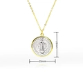 18k gold plated religious necklace featuring a circular Saint Benedict medal pendant - Saint Benedict Bicolor Medal Style (G393)