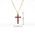 18k gold plated cross necklace with ruby red zircons measuring 28mm by 17mm - Red Zircon Cross Style (G394)