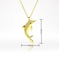 18k gold dolphin pendant necklace with shimmering crystals and 40mm height dimension - Gold Dolphin Shape (H294)
