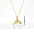 Golden mermaid tail necklace pendant with sparkling crystals, 26mm by 24mm size view - Gold Fish Tail Shape (H295)