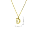 Exquisito collar dorado con luna creciente y estrella con ópalo azul y colgante texturizado - Estilo Luna Estrella Zirconia Azul (A309)