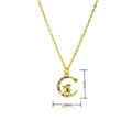 Collar dorado con luna de cristales coloridos y colgante de conejo para mujer - Estilo Conejo de Luna de Zircón de Colores (A310)