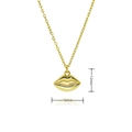 Minimalistische goudkleurige lippen ketting met een getextureerde lip hanger - Groot (16x12mm) / Gouden Stijl (A346)