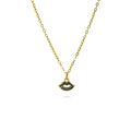 Minimalistische gouden ketting met zwarte emaille lippen hanger op witte achtergrond - Zwart en Goud (A348)