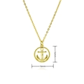 Gold plated anchor necklace for women with zircon stone inlay and 16mm pendant diameter - Round Twisted Rope Anchor Style (A422)