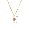 Halskette mit Katzenpfote aus rosa Emaille in Gold mit Herz und Gravur for now - Rosa Emaille Herz Pfotenstil (B451)