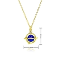 18K gold plated planet necklace with blue enamel center and white cubic zirconia stones - Planet Style (B496) / Gold