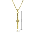Détail du collier doré avec pendentif barre serti de strass violets et dimensions précises - Barre et Anneau en Strass (D702)