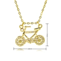 Vue détaillée du pendentif vélo doré 17mm x 24mm avec des cristaux étincelants - Cadre de Vélo en Strass (D704)