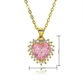 Collana con ciondolo a cuore in zircone rosa con placcatura in oro e pietre trasparenti - Stile Cuore Rosa (D807)