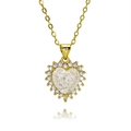 Elegante collana a cuore placcata oro 18k con zircone rosa e catenina in argento da donna - Stile Cuore Bianco (D808)