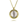 Collar religioso bicolor con colgante de santo y cadena de eslabones chapada en oro 18K - San Judas (E475)