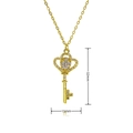 Detailed close-up of zircon-encrusted key pendant showing 32mm by 15mm dimensions - Vintage Crown Key Pendant (E576)