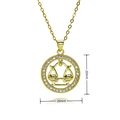 Collana segno Bilancia placcata oro con cerchio di cristalli e catenina sottile moderna - Stile Bilancia (C873)