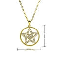 Collana in ottone placcato oro con pendente a stella e cuore con pietre di zircone - Stile Stella Cuore (C874)