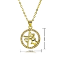 Collana placcata in oro con ciondolo circolare in cristallo da 18mm da donna - Stile Simbolo Astratto Stella (C875)