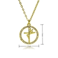 Collana placcata oro con ciondolo a croce in cristallo circolare da 17 mm su sfondo bianco - Stile Croce Colomba della Pace (C876)