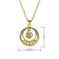 Détail du collier pendentif cœur avec anneau de 20mm et incrustation de zircone - Double Anneau avec Coeur Incrusté (C783)