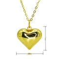 Detailed view of a golden 3D heart pendant necklace with 17mm and 18mm dimensions - Solid 3D Polished Heart Style (C784)