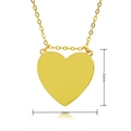 Detailed view of gold heart pendant with 25mm dimensions and delicate chain link - Large Smooth Heart Slice Style (C785)
