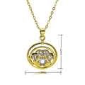 Gold necklace with cubic zirconia paw print pendant featuring 22mm and 20mm dimensions - 22mm x 20mm / Double Circle Paw Style (C912)