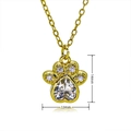 Detail showing gold cat paw pendant with heart zirconia and 14mm by 13mm size markings - 14mm x 13mm