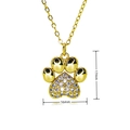 Gold cat paw pendant necklace with sparkling micro-pave cubic zirconia 16mm x 17mm - 17mm x 16mm / Micro-set Rhinestone Paw Style (C914)